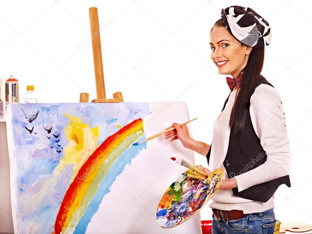 Female artist at work.