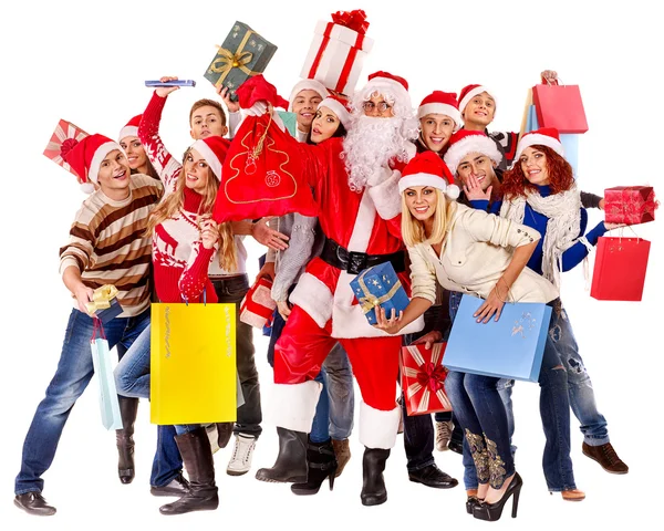 Grupo de pessoas e Santa . — Fotografia de Stock