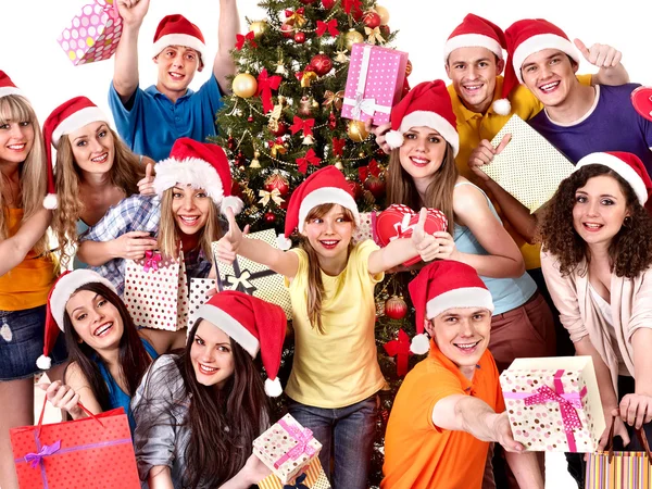 Gruppenmenschen und Weihnachtsmann. — Stockfoto