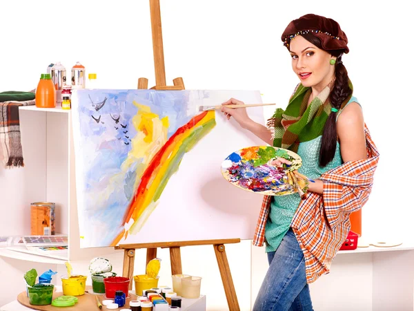 Female artist at work. — Stock Photo, Image