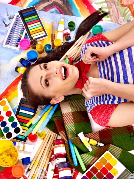 Mujer artista con paleta . —  Fotos de Stock