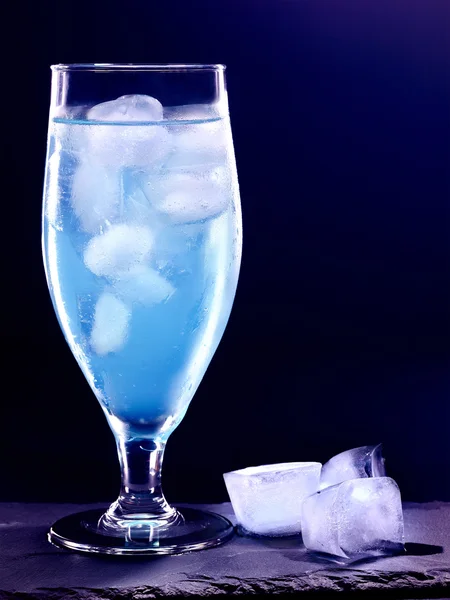 Blue drink with cube ice — Stock Photo, Image