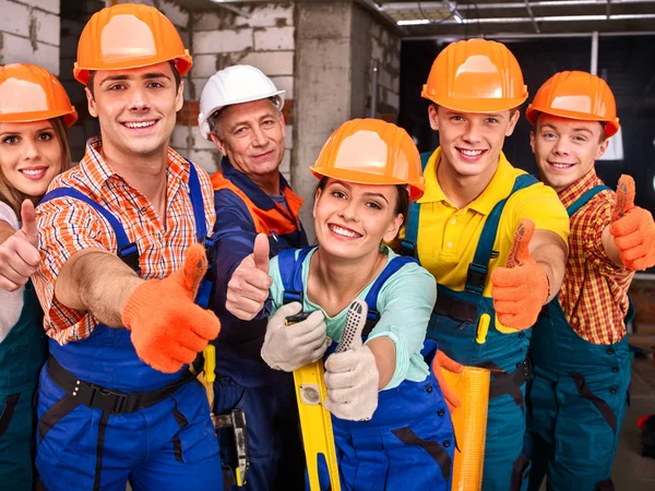 Grupo de personas en uniforme constructor . — Foto de Stock