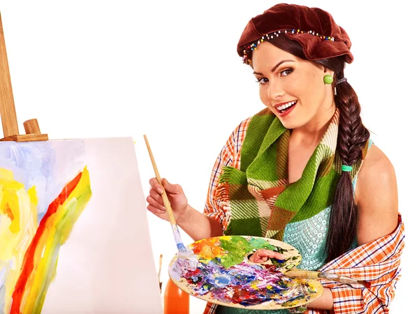 Artista donna al lavoro . — Foto Stock