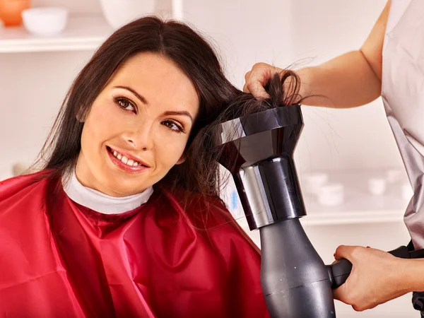 Woman with a hair dryer Stock Picture