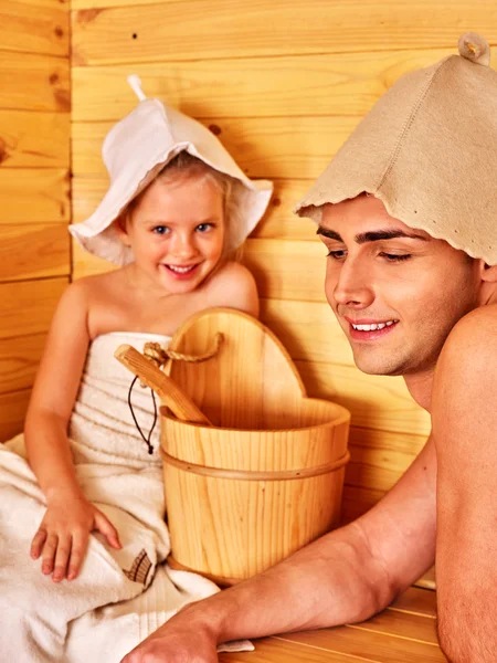 Father and daughter at sauna. — Stock Photo, Image