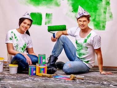 Aile boyama duvar ev.