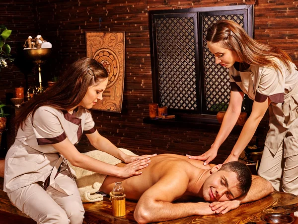 Couple having Ayurvedic spa treatment. — Stock Photo, Image