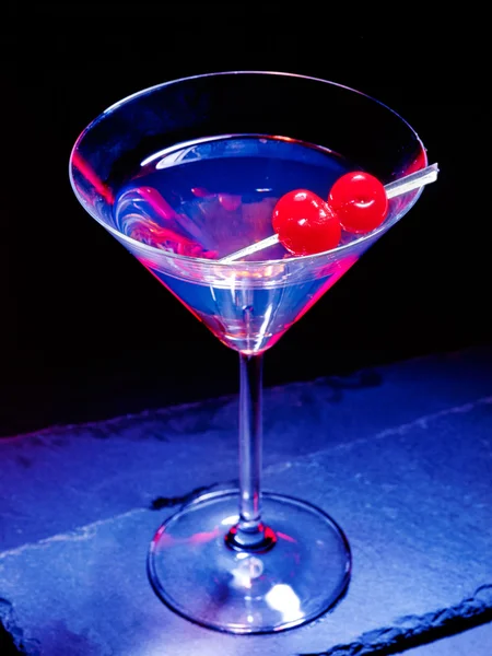 Cherry cocktail  on black — Stock Photo, Image