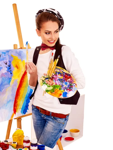 Artista donna al lavoro . — Foto Stock