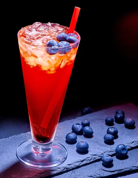 Blueberry  cocktail   on dark background — Stock Photo, Image