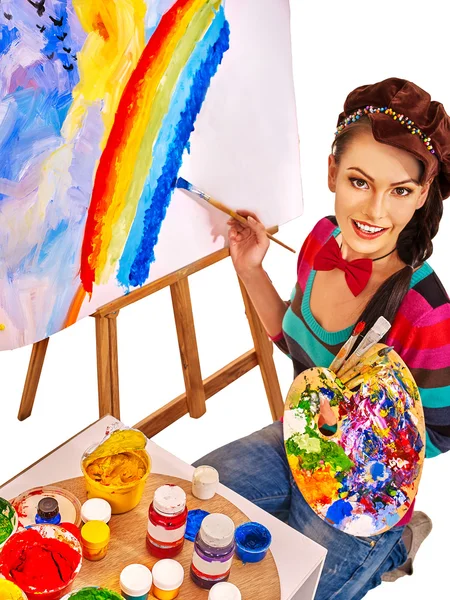 Artista donna al lavoro . — Foto Stock