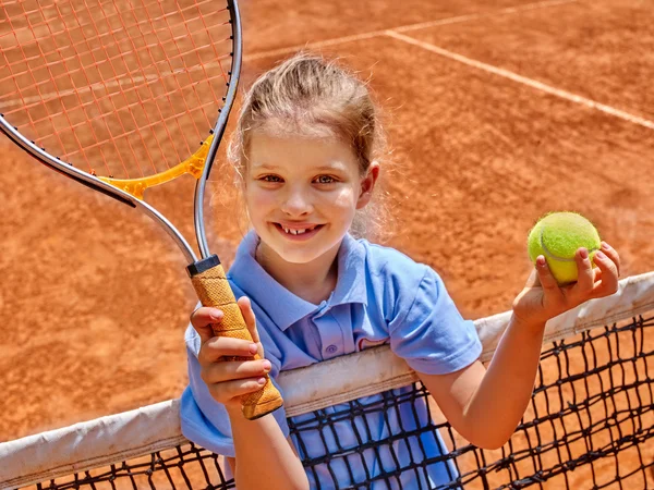 Girl athlete  with racket and ball — Stock Photo, Image