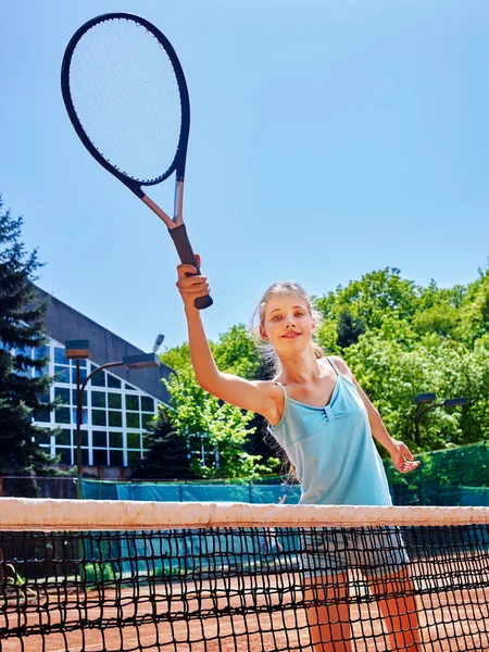 Lány sportoló ütő és labda — Stock Fotó