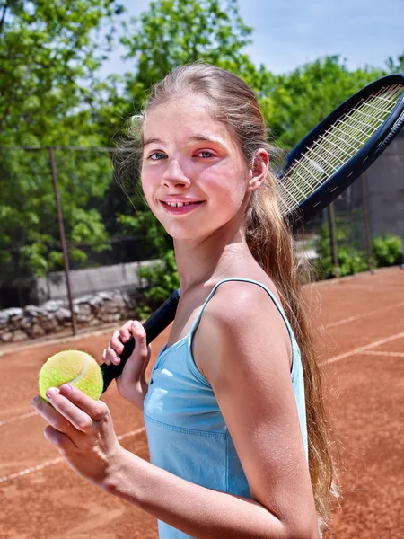 Sports girl with racket and ball — Stock Photo, Image