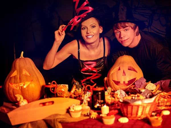 Couple on Halloween party . — Stock Photo, Image