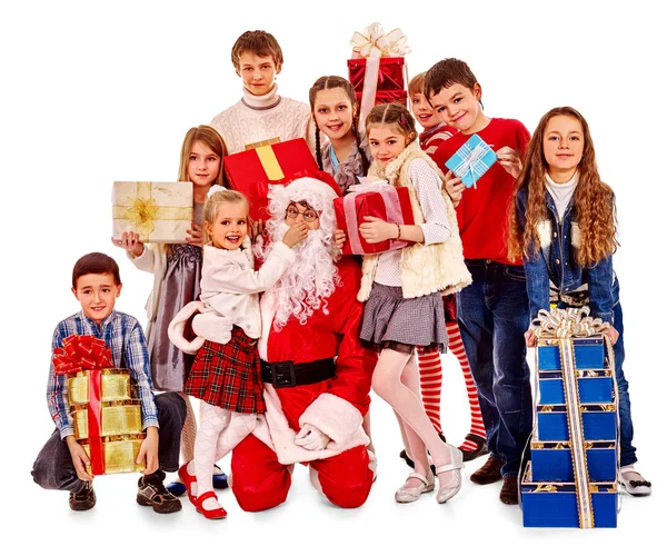 Grupo de niños con Santa Claus . Fotos De Stock