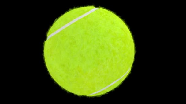 Balle de tennis sur fond noir. — Video