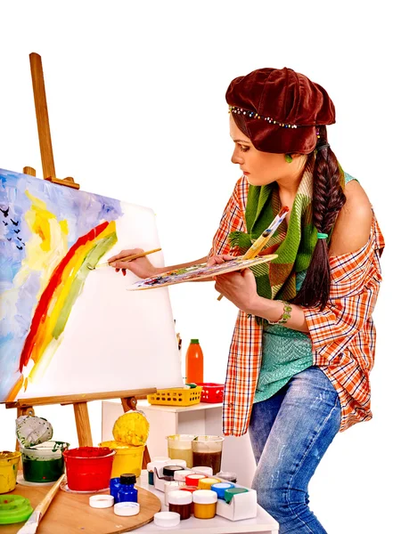 Женщина-художник за работой . — стоковое фото