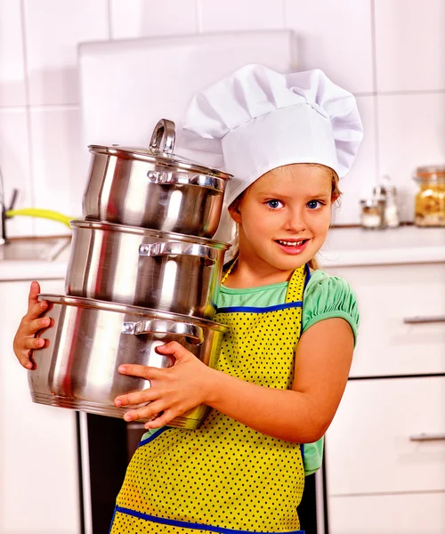 Child cooking at kitchen. — Stock Photo, Image