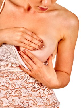 Güzel kız göğüsleri dokunmak