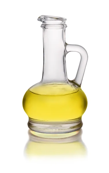 Glass cruet of olive oil — Stock Photo, Image
