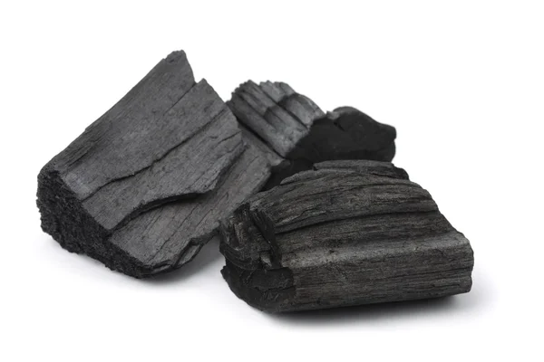 Три шматки деревного вугілля — стокове фото