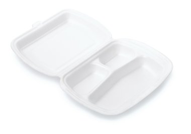 Small triple compartment foam take out food container clipart