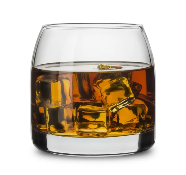 Glass of scotch whiskey with ice cubes — Stock Photo, Image
