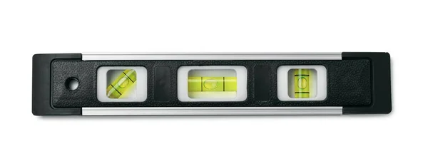 Top View Black Spirit Level Isolated White — Stockfoto