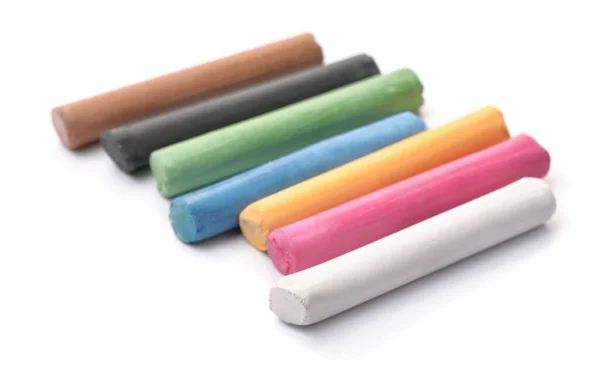 Row Oil Pastel Sticks Isolated White — Stockfoto