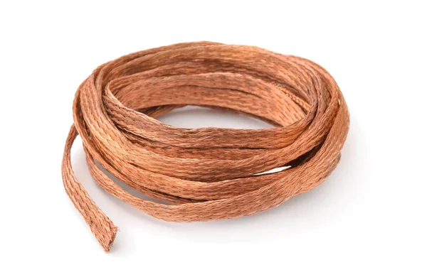 Flexible Copper Braid Isolated White — Stock Photo, Image