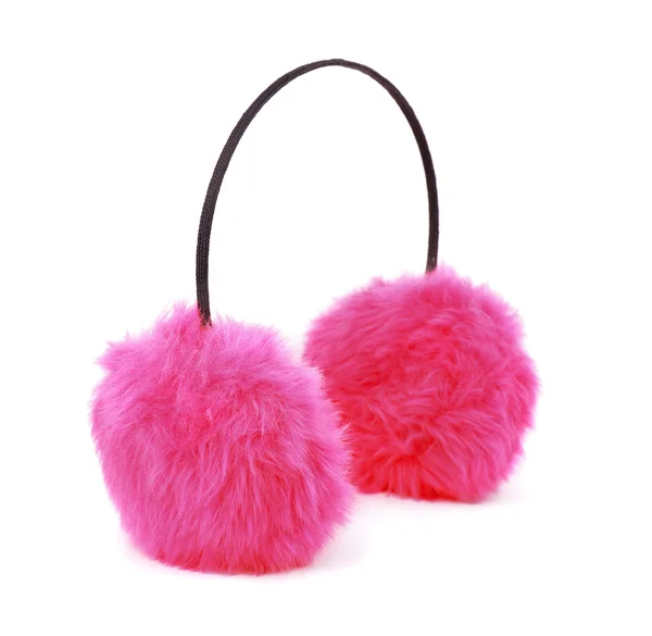 Rózsaszín téli bunda fülvédő — Stock Fotó