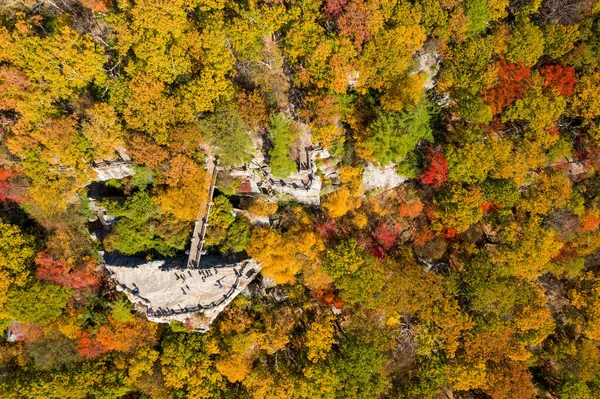 Cooper 'lar Rock Eyalet Parkı Batı Virginia' daki Aldatmaca Nehri 'ne sonbahar renkleriyle bakıyor — Stok fotoğraf