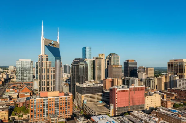 Skyline van Nashville in Tennessee vanuit de lucht drone — Stockfoto