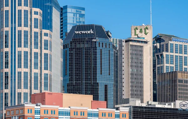 Detail van Nashville in Tennessee vanuit de lucht drone — Stockfoto
