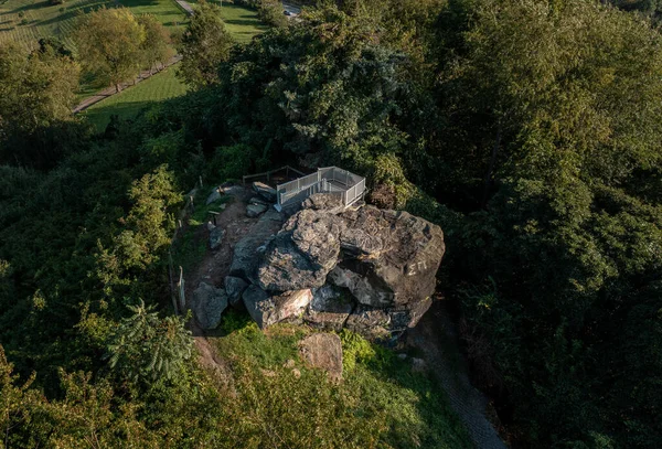 Luftaufnahme des als Dorseys Knob bekannten Felsens in der Nähe von Morgantown in West Virginia — Stockfoto