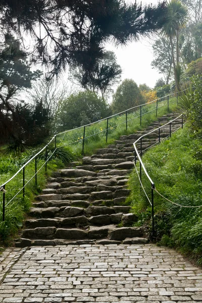 Steiler Kopfsteinpflasterweg den Hang hinauf — Stockfoto