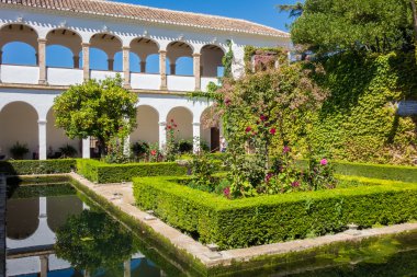 View of Generalife gardens in Alhambra in Granada  in Spain clipart
