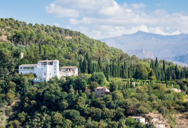 İspanya Granada'da Alhambra Palace görünümünü