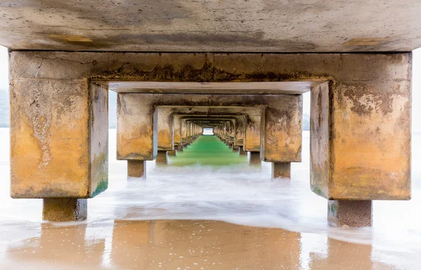 Parte inferiore del molo di Hanalei esposizione lunga — Foto Stock