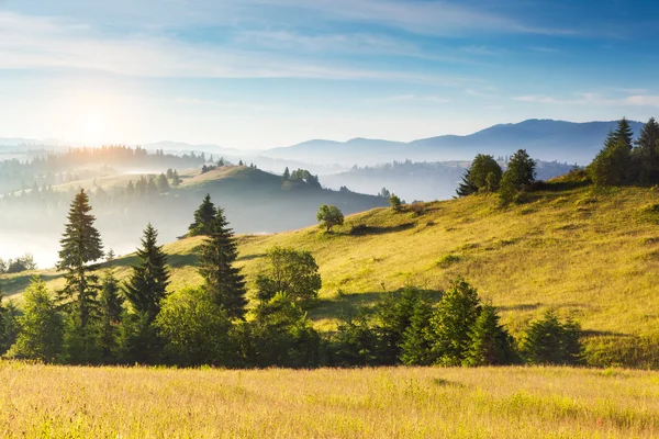 Giornata fantastica e colline dalla luce del sole. — Foto Stock