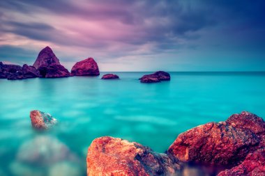 Morning blue sea glowing by sunlight