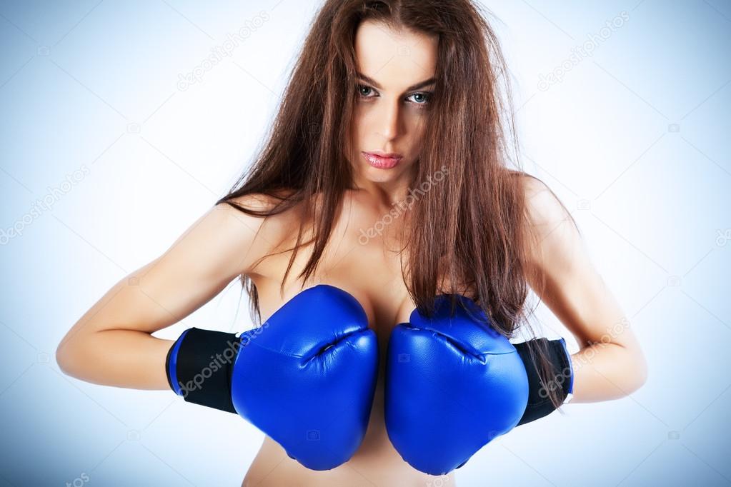 A young woman boxer.