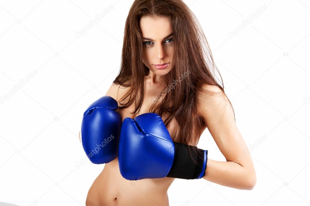 A young woman boxer.