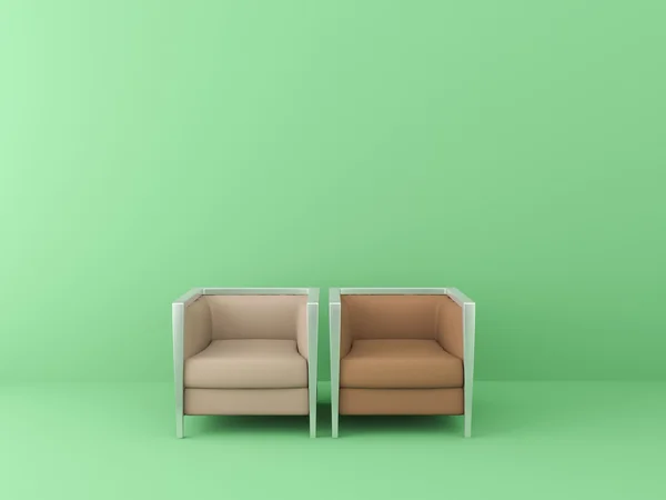 緑の部屋で 2 つの椅子 — ストック写真