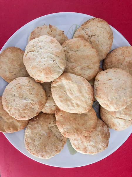 Biscuit Flour Based Baked Food Product North America Biscuit Typically — Stock Photo, Image