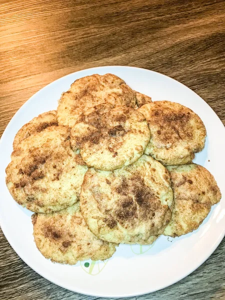 Snickerdoodle Este Tip Cookie Făcut Unt Sau Ulei Zahăr Făină — Fotografie, imagine de stoc