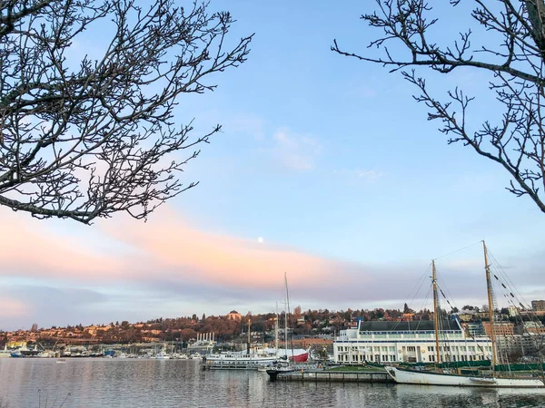 Lake Union Sladkovodní Jezero Nacházející Zcela Rámci Hranic Města Seattle — Stock fotografie