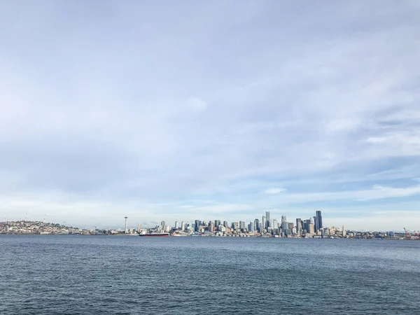 Vue Sur Front Mer Seattle Travers Puget Sound Depuis Alki — Photo